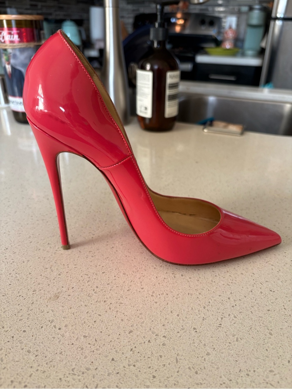 Christian Louboutin Women's Patent Pointed-Toe Stiletto Pump - Red